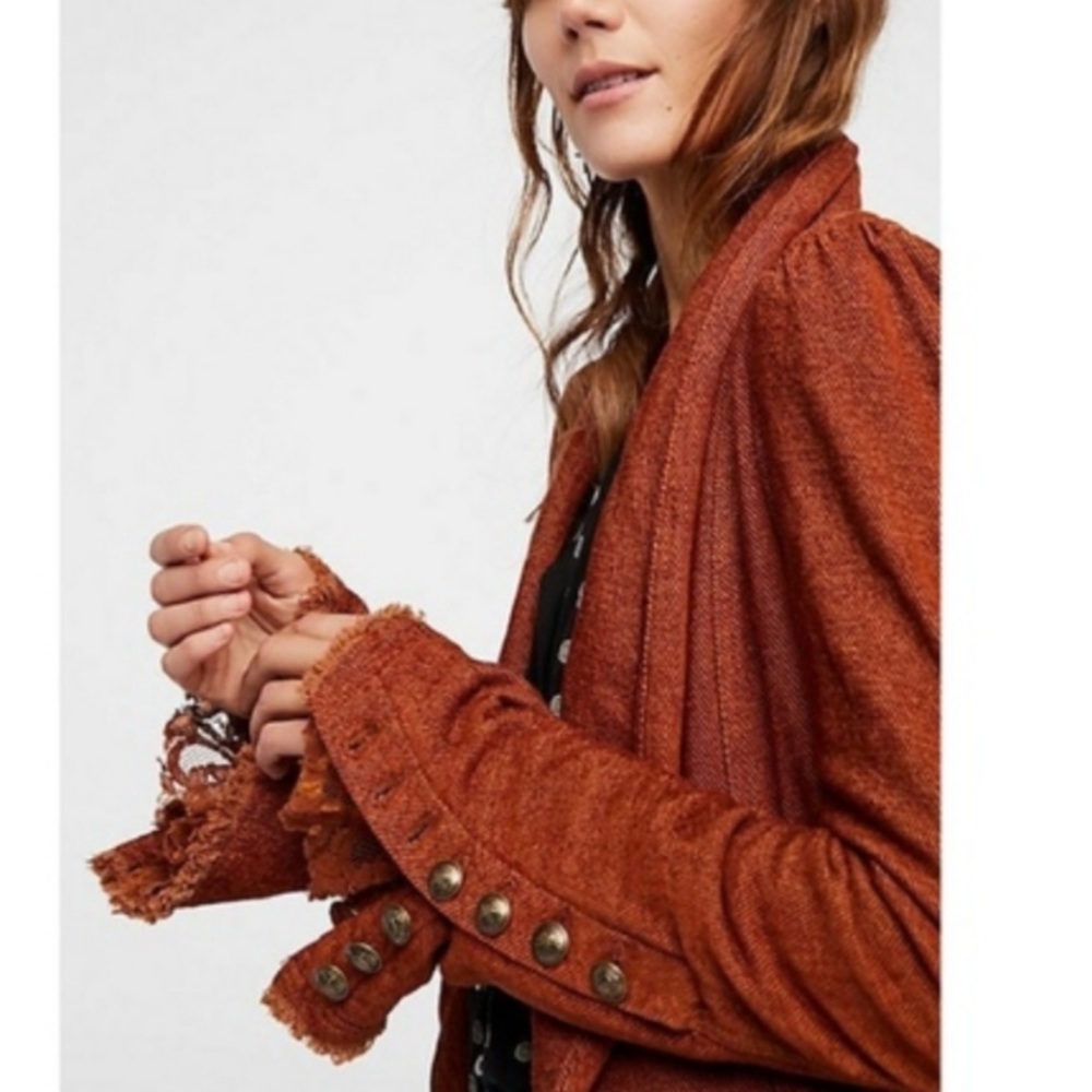 Free People Rust Blazer with Button Accents